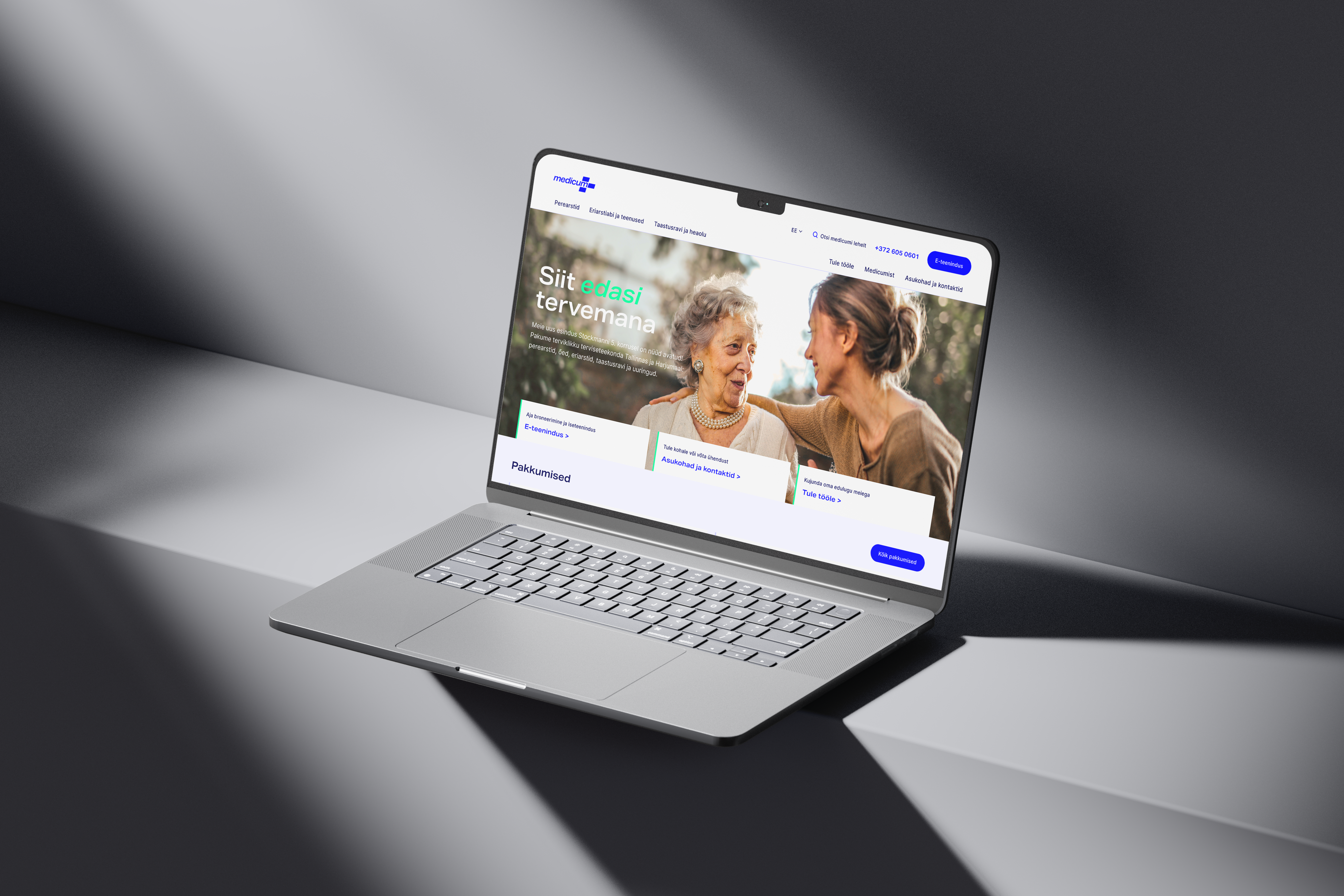 The new Medicum website homepage shown on a laptop
