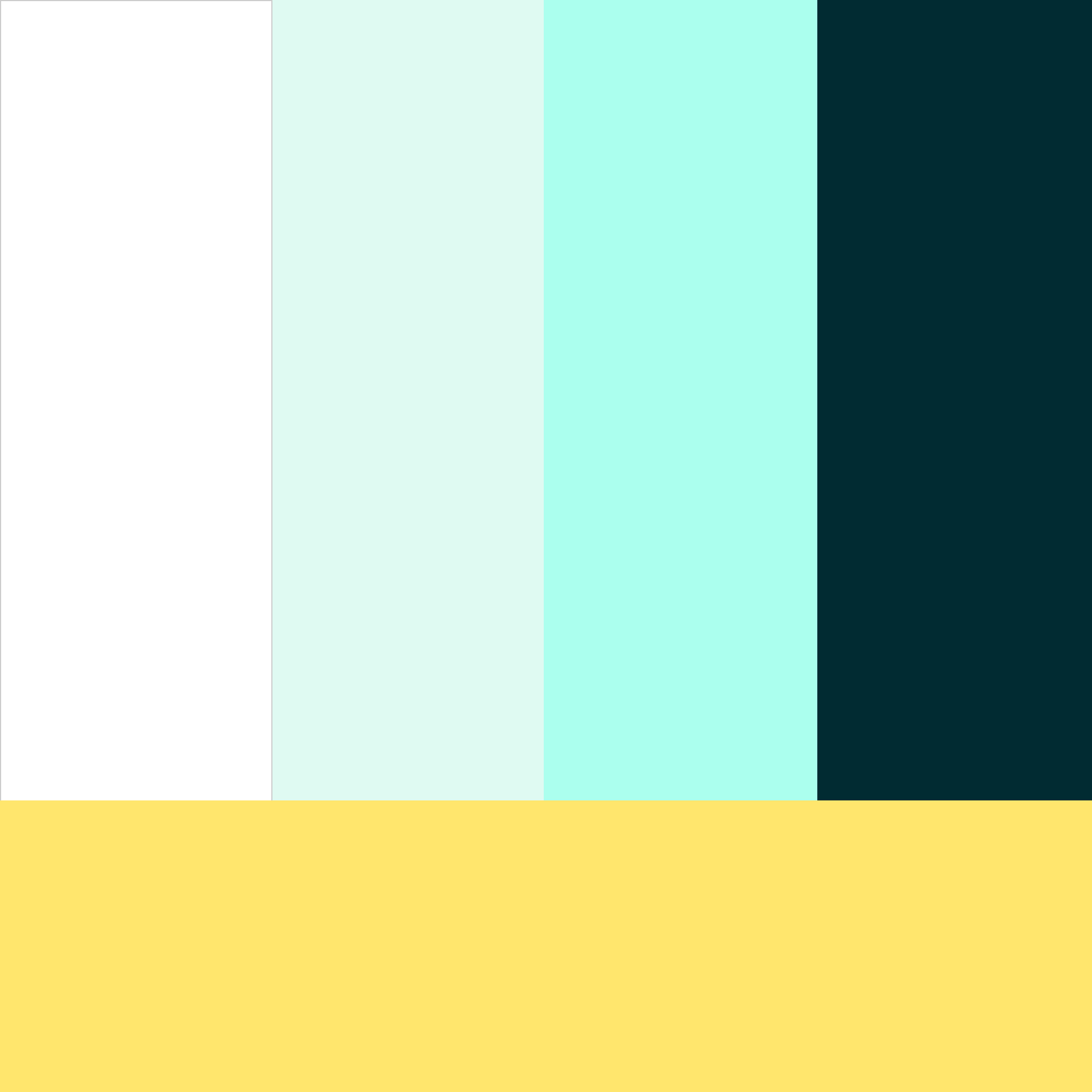 Modena brand colour palette — white, mint, dark green and yellow swatches