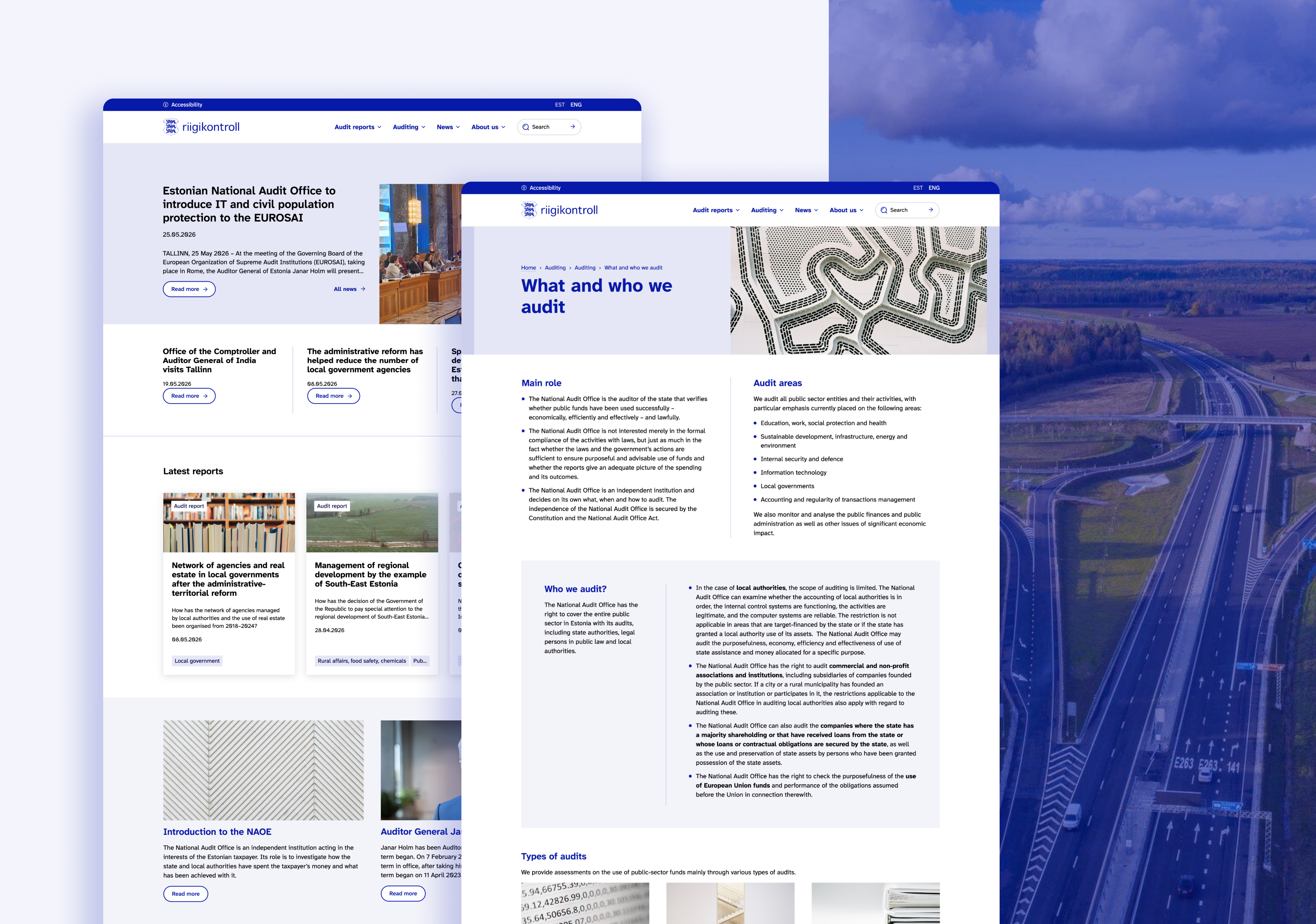 Desktop pages of the National Audit Office website on the government portal