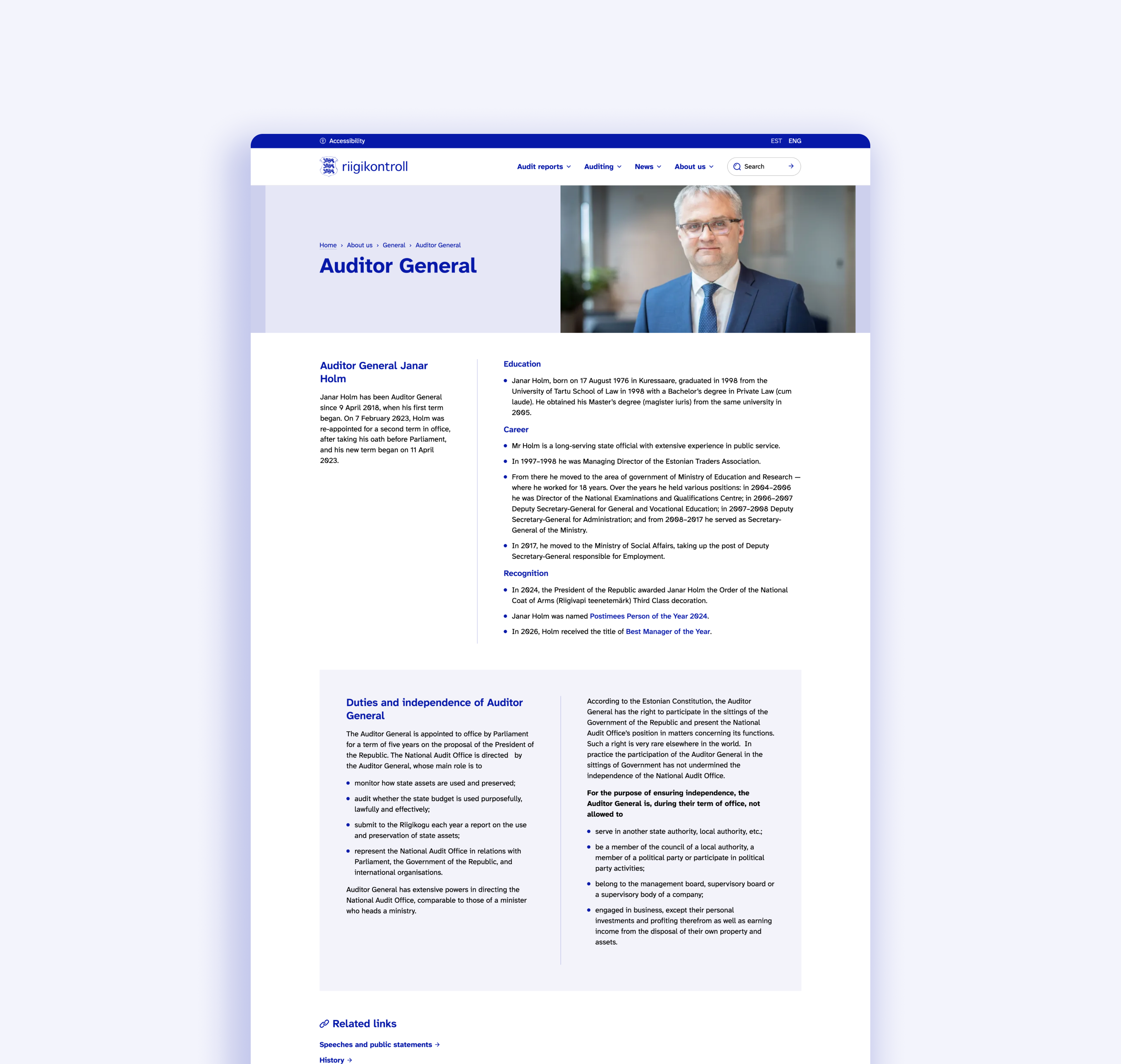 The Auditor General page on the National Audit Office website