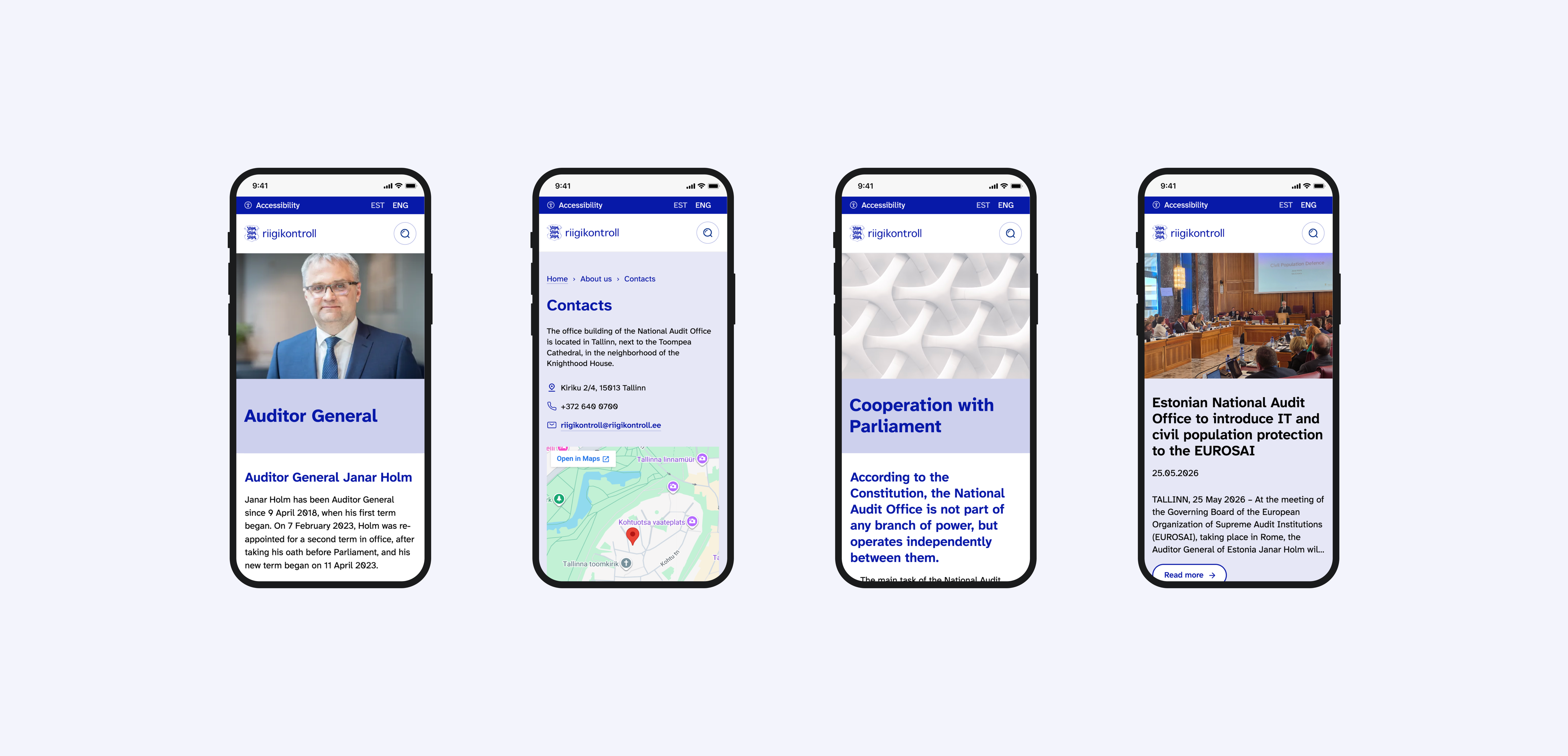 The National Audit Office website shown across four phone screens
