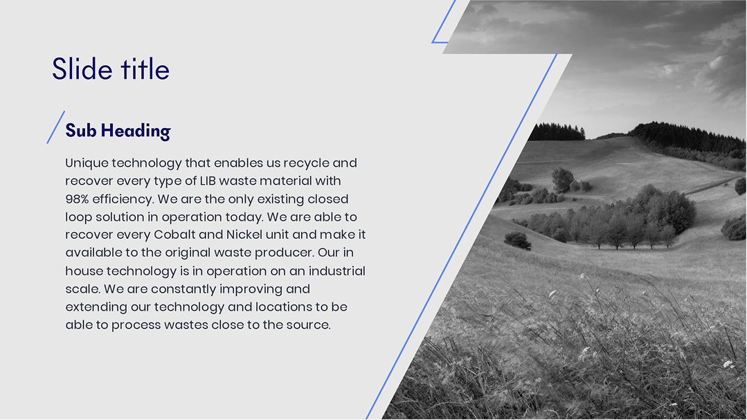 Storm Energia slide template with a landscape photo and body text
