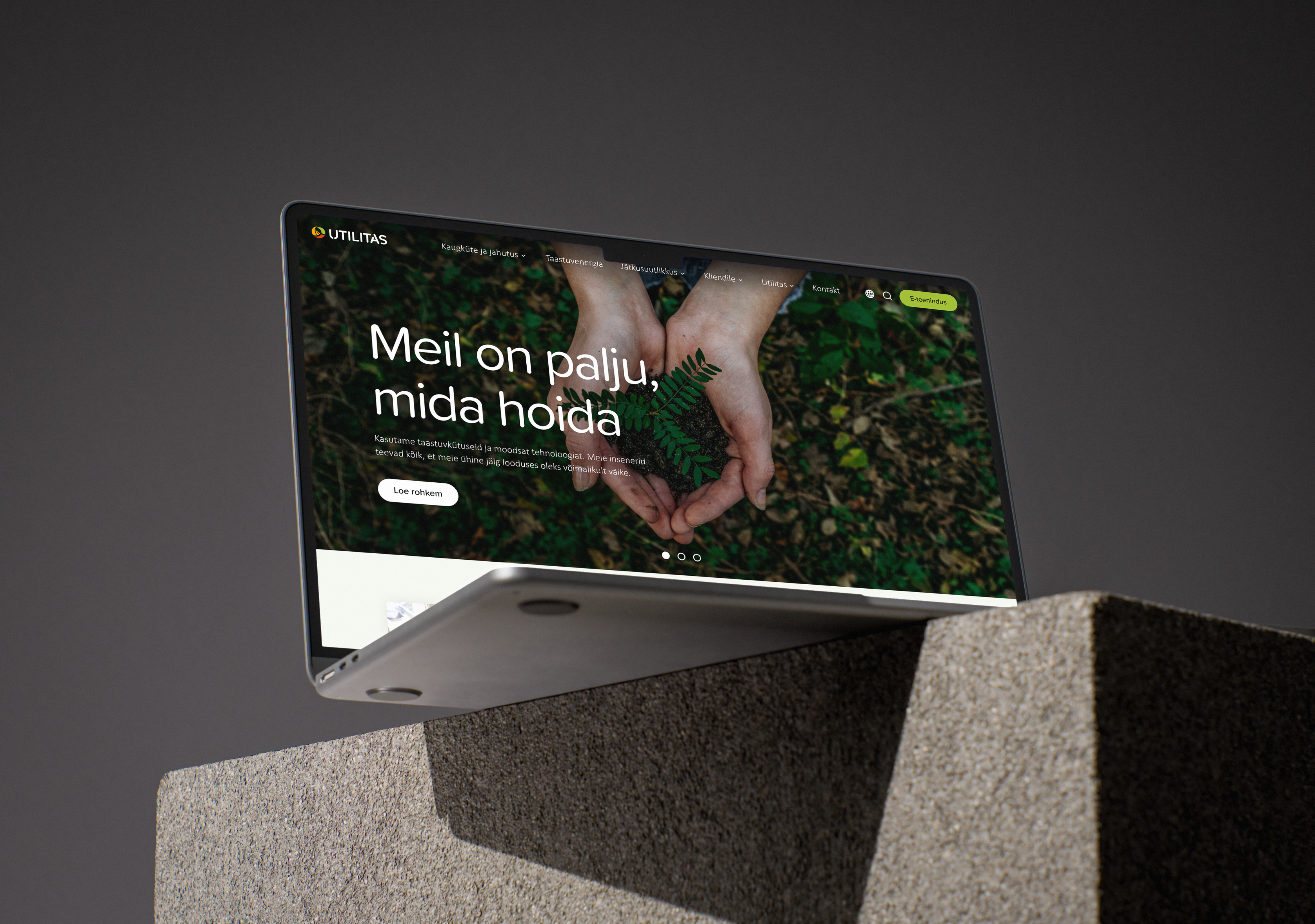 The new Utilitas website homepage on a laptop, headlined 'We have a lot to protect'